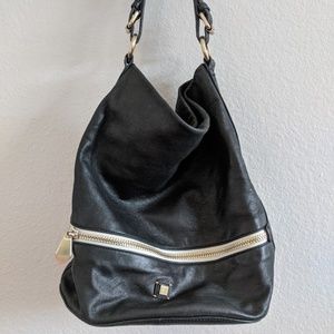 Pour La Victoire Black Leather Bucket Shoulder Bag